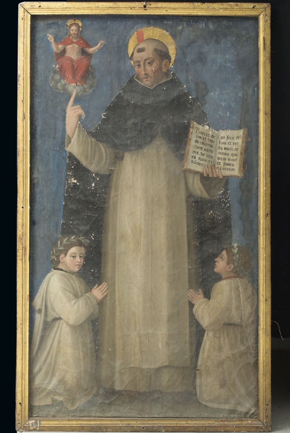 San Domenico con Gesù Cristo e confrati (stendardo processionale, opera isolata) di Berto di Giovanni (maniera) (prima metà sec. XVI)