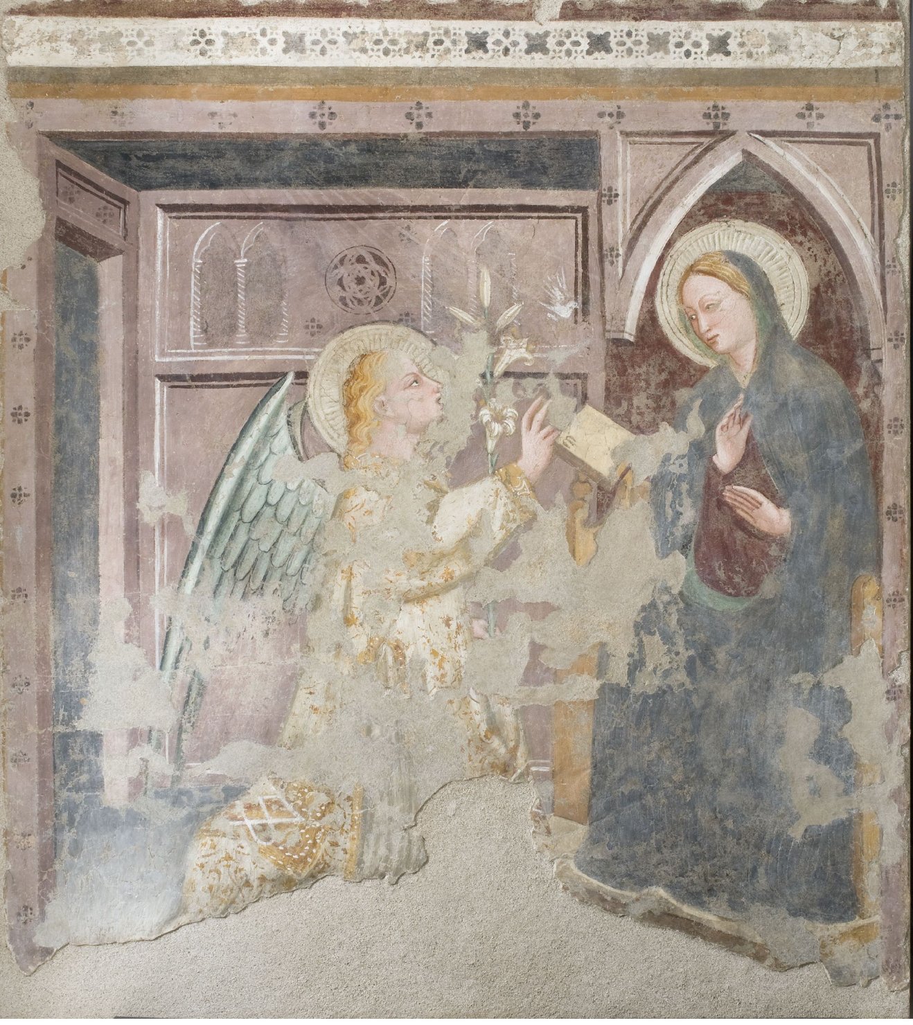 Annunciazione (dipinto, frammento) di Pellino di Vannuccio (attribuito) (seconda metà sec. XIV)