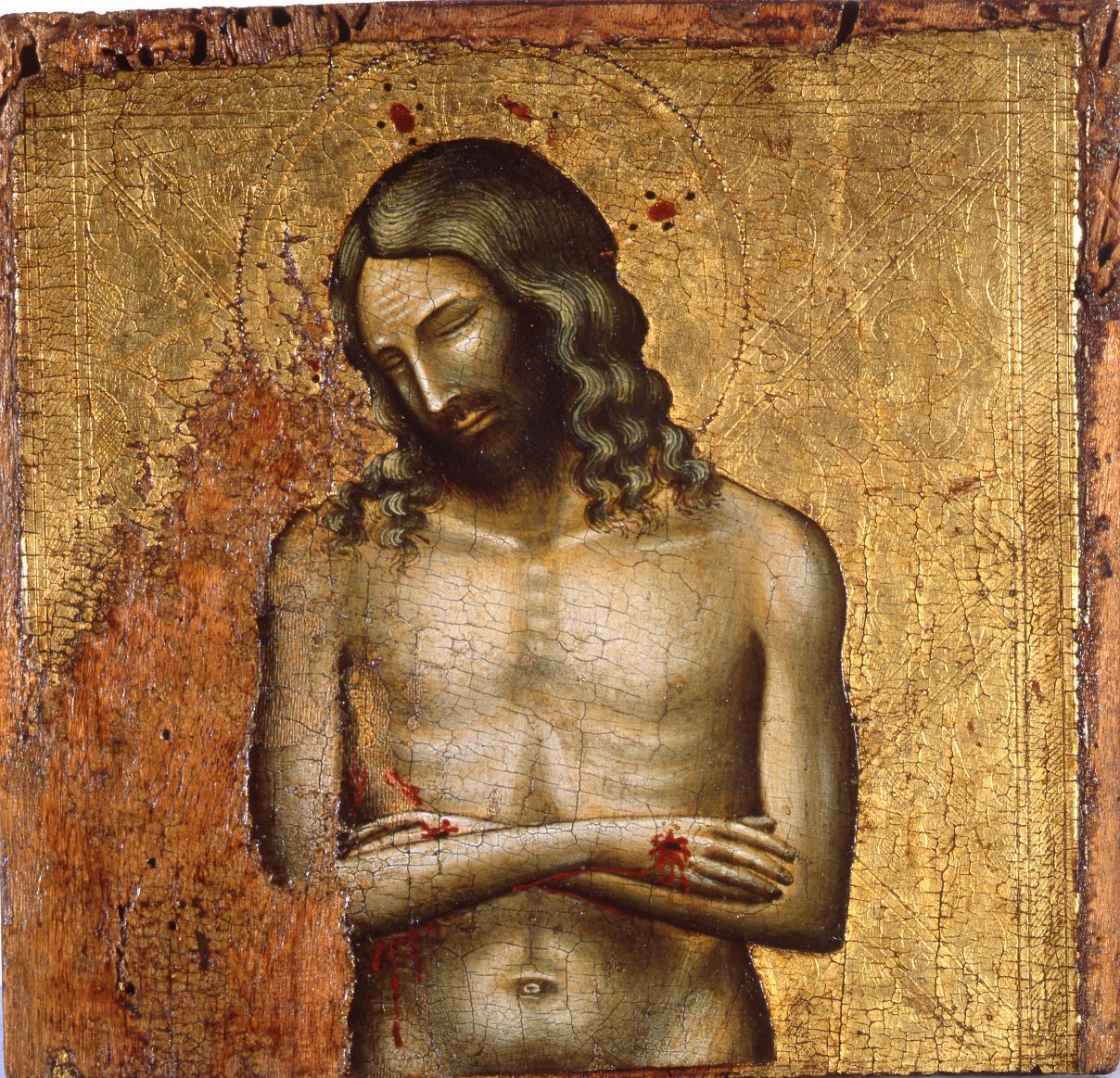 Cristo morto (dipinto, opera isolata) di Giovanni Baronzio (seconda metà sec. XIV)