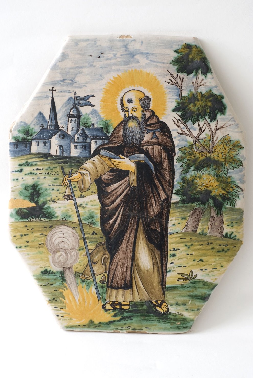 Sant'Antonio abate (targa devozionale, opera isolata) di Gentili Berardino il Giovane (attribuito) (seconda metà sec. XVIII)