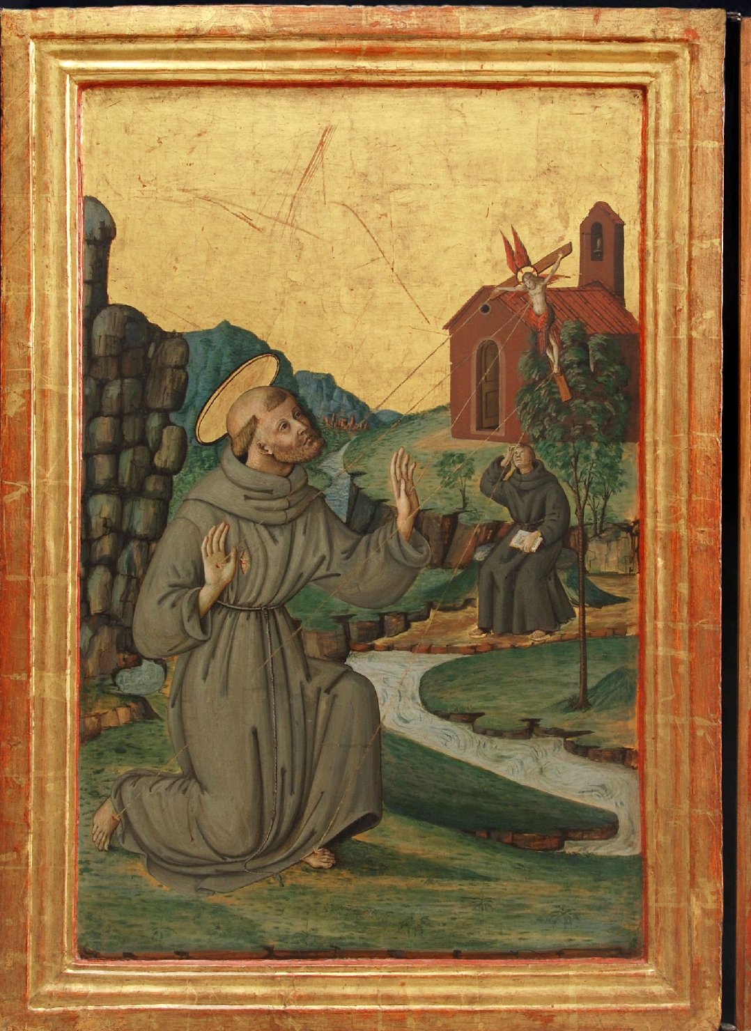 San Francesco d'Assisi riceve le stimmate (dipinto, elemento d'insieme) di Nicolò del Priore (attribuito) (seconda metà sec. XV)