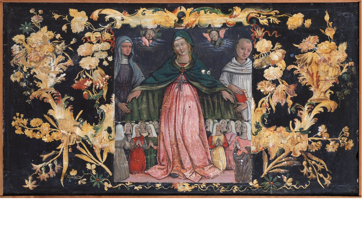 Madonna della Misericordia (scomparto di predella, elemento d'insieme) di Mariano di ser Austerio (attribuito) (inizio sec. XVI, sec. XVIII)