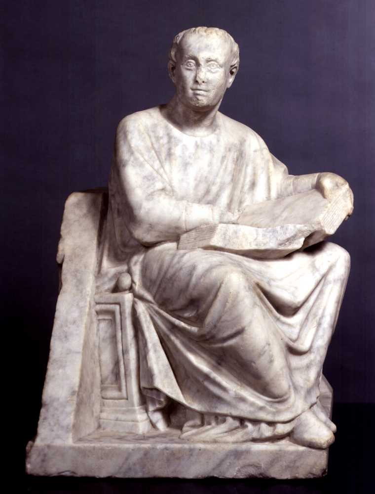 Giurista, figura maschile seduta (scultura, elemento d'insieme) di Arnolfo di Cambio (attribuito) (sec. XIII)