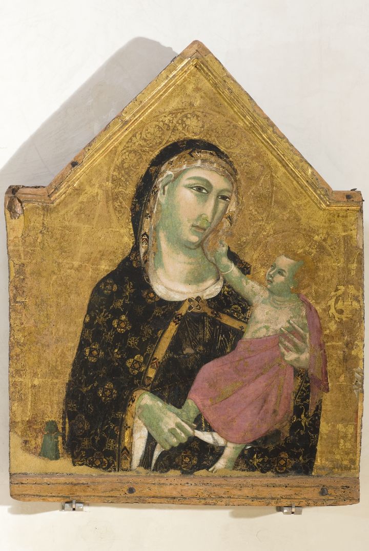 Madonna con Bambino (scomparto di polittico, elemento d'insieme) di Meo di Guido da Siena (attribuito) (sec. XIV)