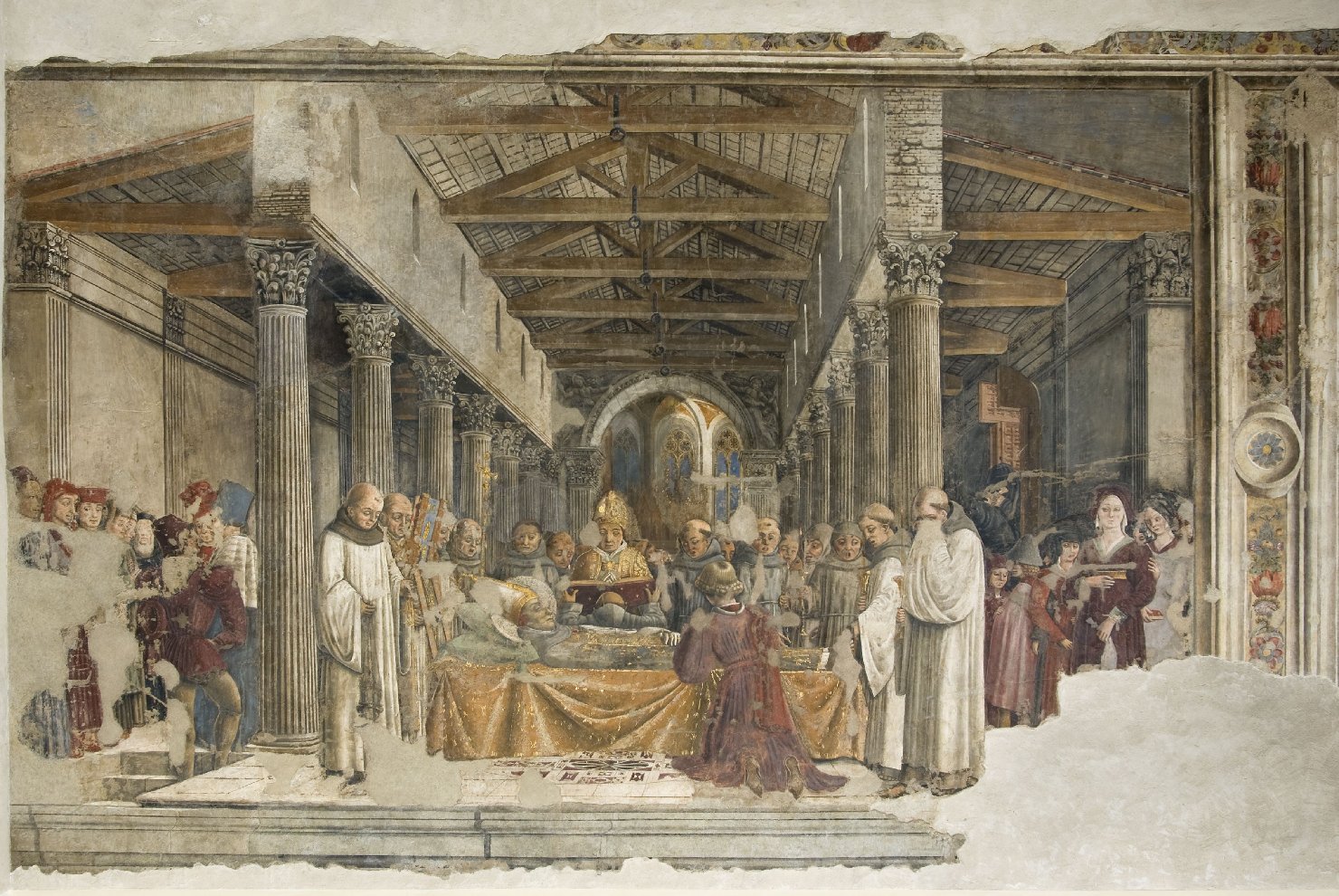 Esequie di San Ludovico da Tolosa (dipinto, elemento d'insieme) di Bonfigli Benedetto (attribuito) (seconda metà sec. XV)