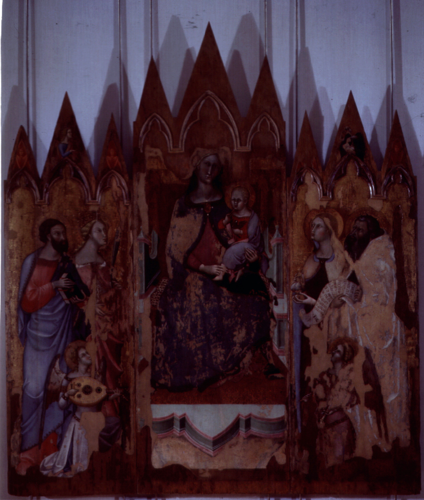Madonna con Bambino in trono, sante, santi, profeta, angeli e serafini (polittico, insieme) di Bartolo di Fredi (attribuito) (seconda metà sec. XIV)