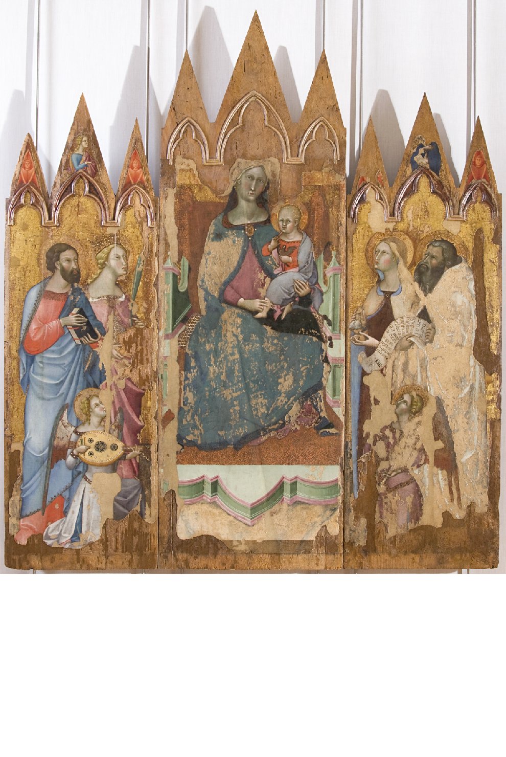 Madonna con Bambino in trono, sante, santi, profeta, angeli e serafini (polittico, insieme) di Bartolo di Fredi (attribuito) (seconda metà sec. XIV)