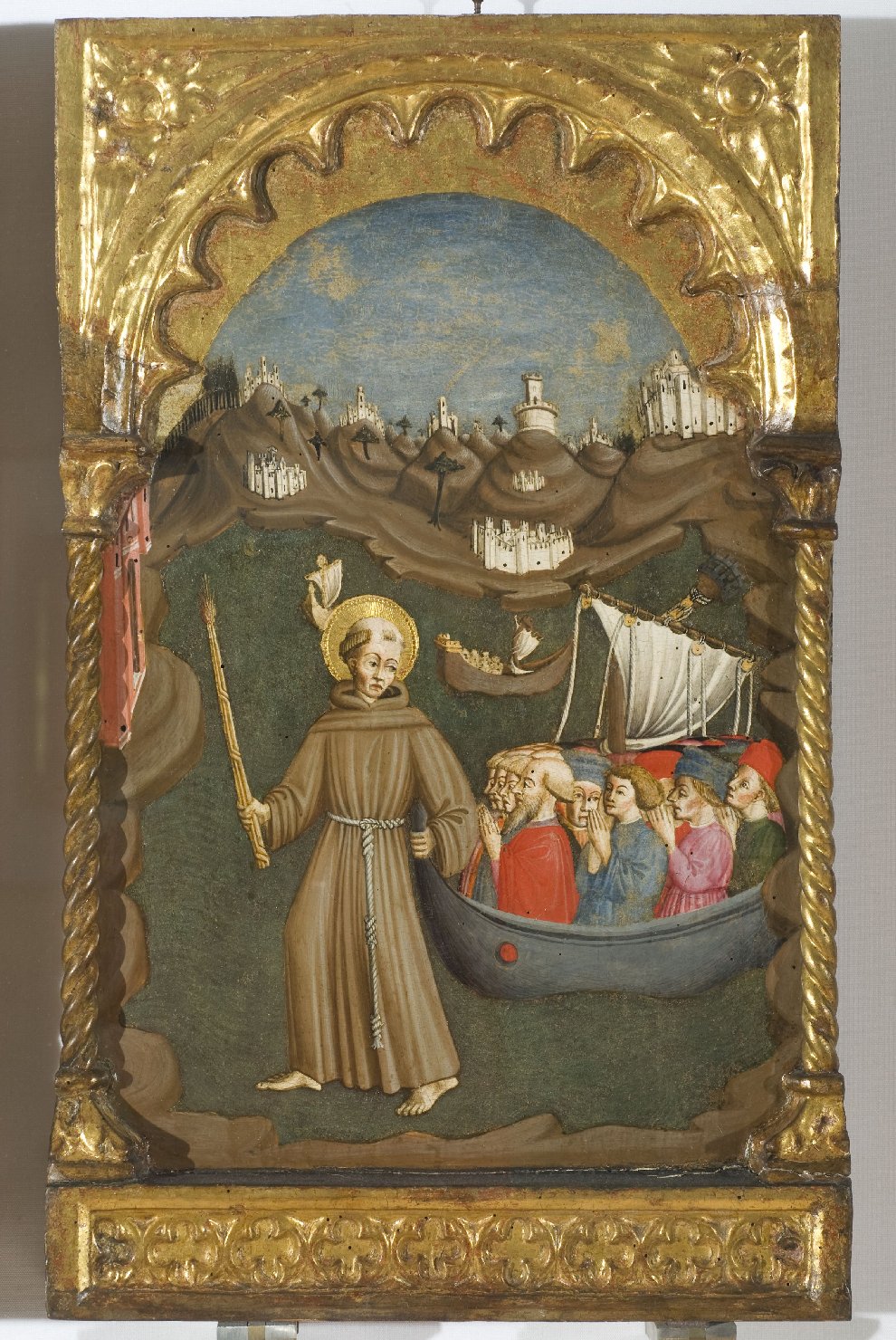 S. Antonio da Padova guida una nave a porto sicuro (scomparto di polittico, elemento d'insieme) di Mariano d'Antonio (attribuito) (metà sec. XV)