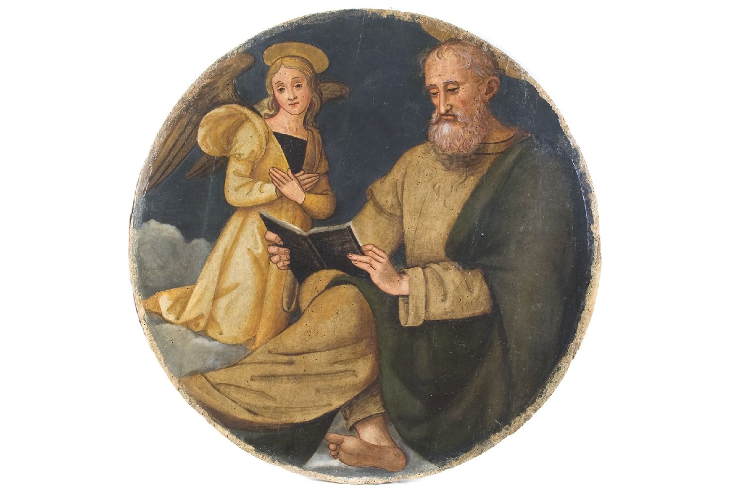 San Matteo e l'angelo (scomparto di polittico, elemento d'insieme) di Vannucci Pietro detto Perugino (bottega) (primo quarto sec. XVI)