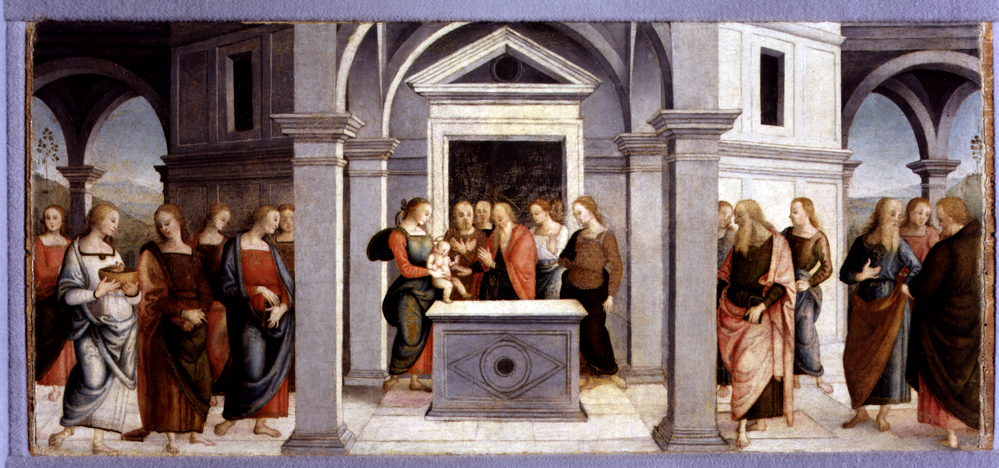 presentazione di Gesù al tempio (scomparto di polittico, elemento d'insieme) di Vannucci Pietro detto il Perugino (e aiuti) (primo quarto sec. XVI)