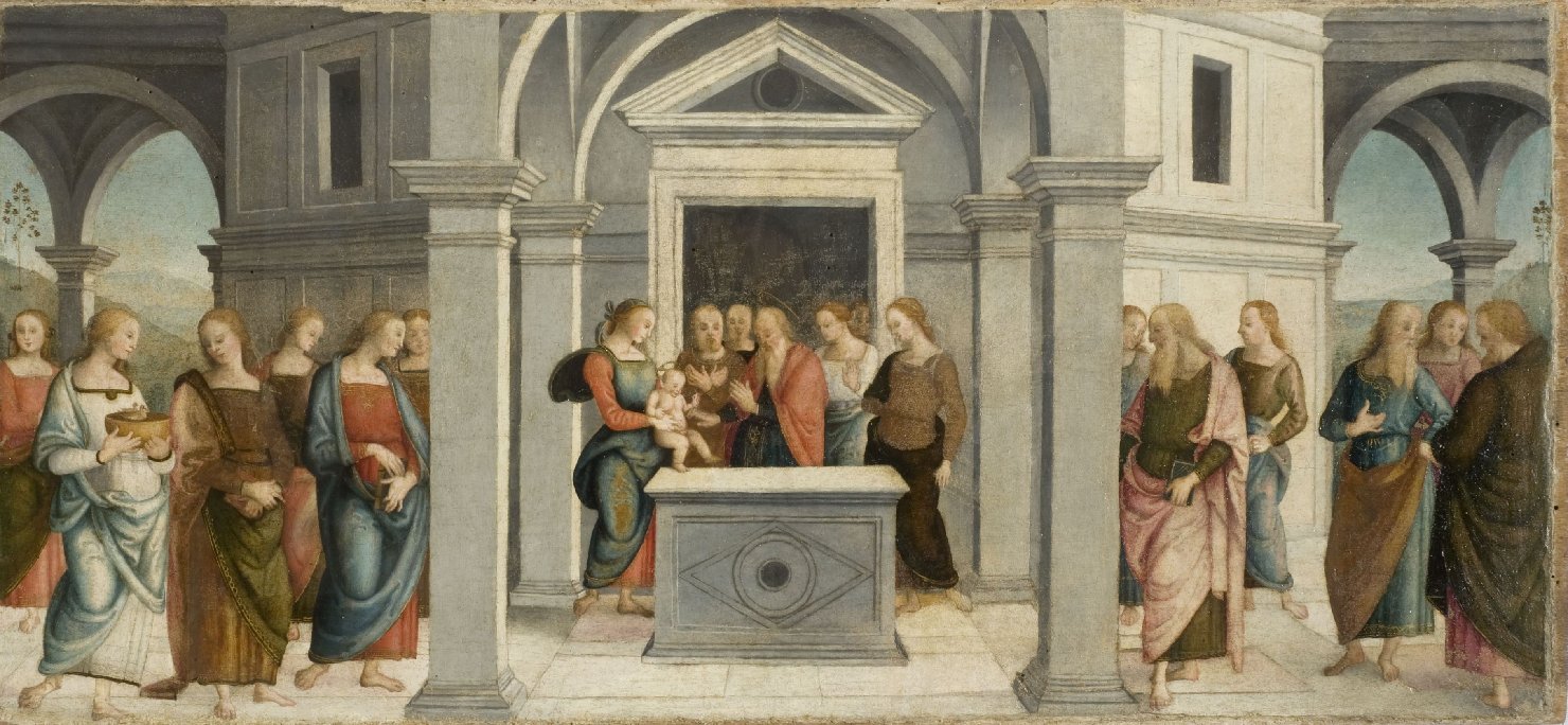 presentazione di Gesù al tempio (scomparto di polittico, elemento d'insieme) di Vannucci Pietro detto Perugino (e aiuti) (primo quarto sec. XVI)