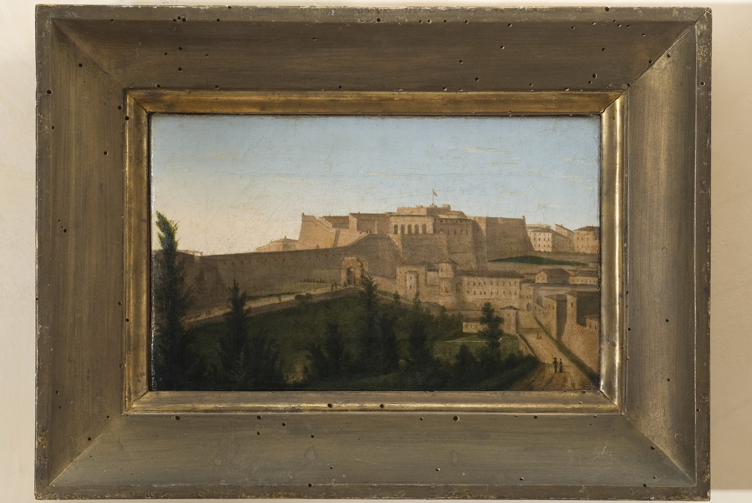 Veduta della Rocca Paolina, Veduta di città (dipinto, pendant) di Cecchini, Filippo - scuola italiana (seconda metà sec. XIX)