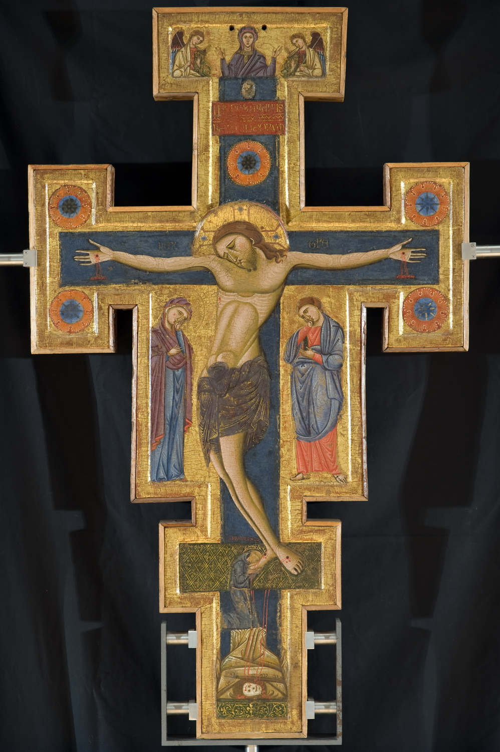 Cristo crocifisso, Madonna e santi (croce dipinta, elemento d'insieme) di Maestro di San Francesco (attribuito) (sec. XIII)