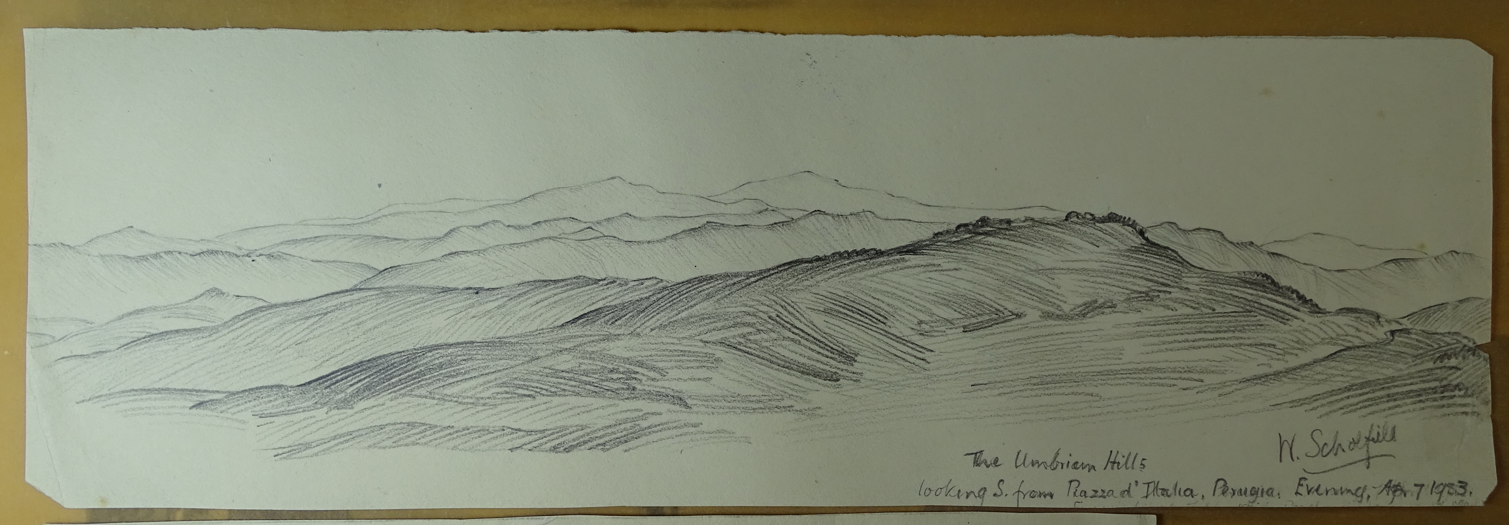 The Umbrian Hills, paesaggio (disegno, elemento d'insieme) di Schoefield W (sec. XX)