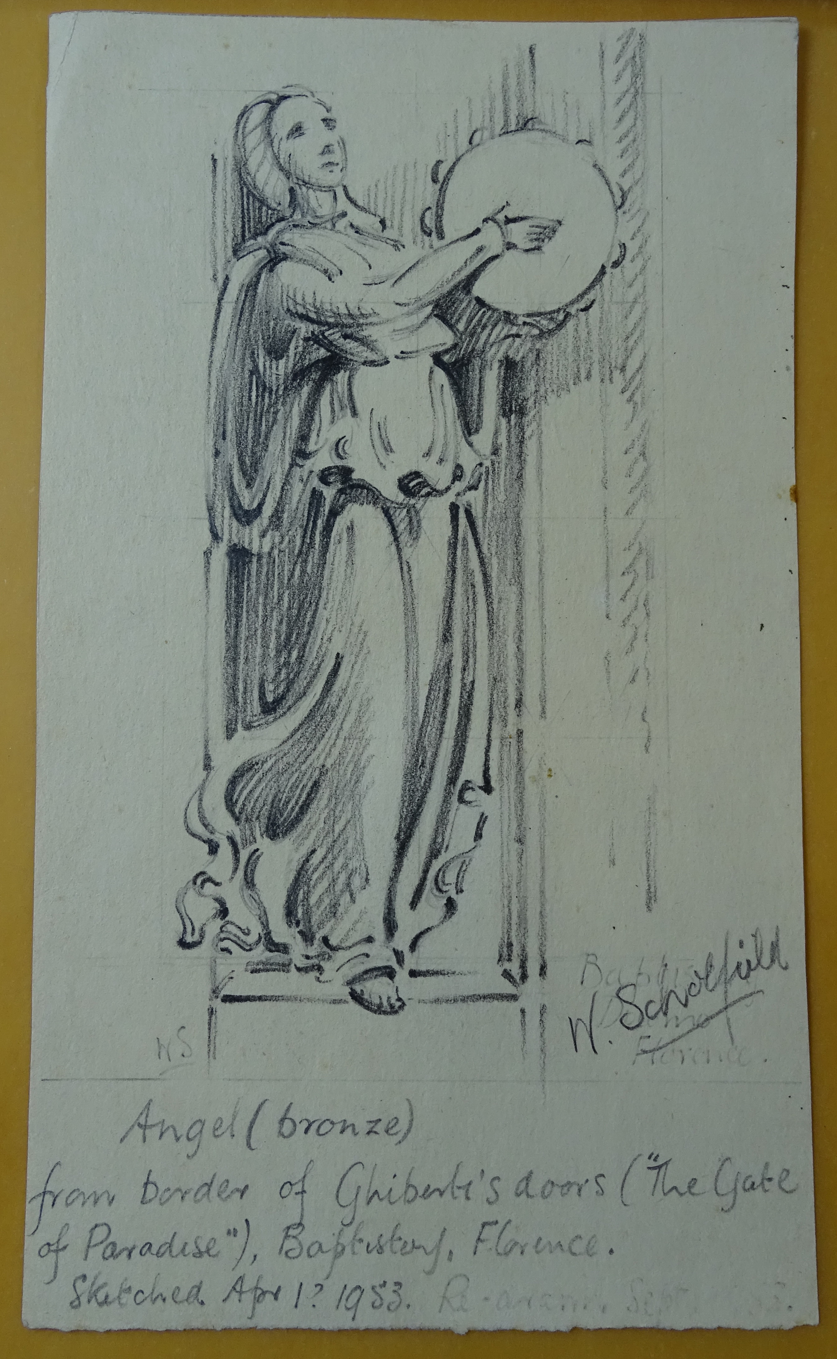 Angel from border of Ghiberti's door, particolari scultorei (disegno, elemento d'insieme) di Schoefield W (sec. XX)