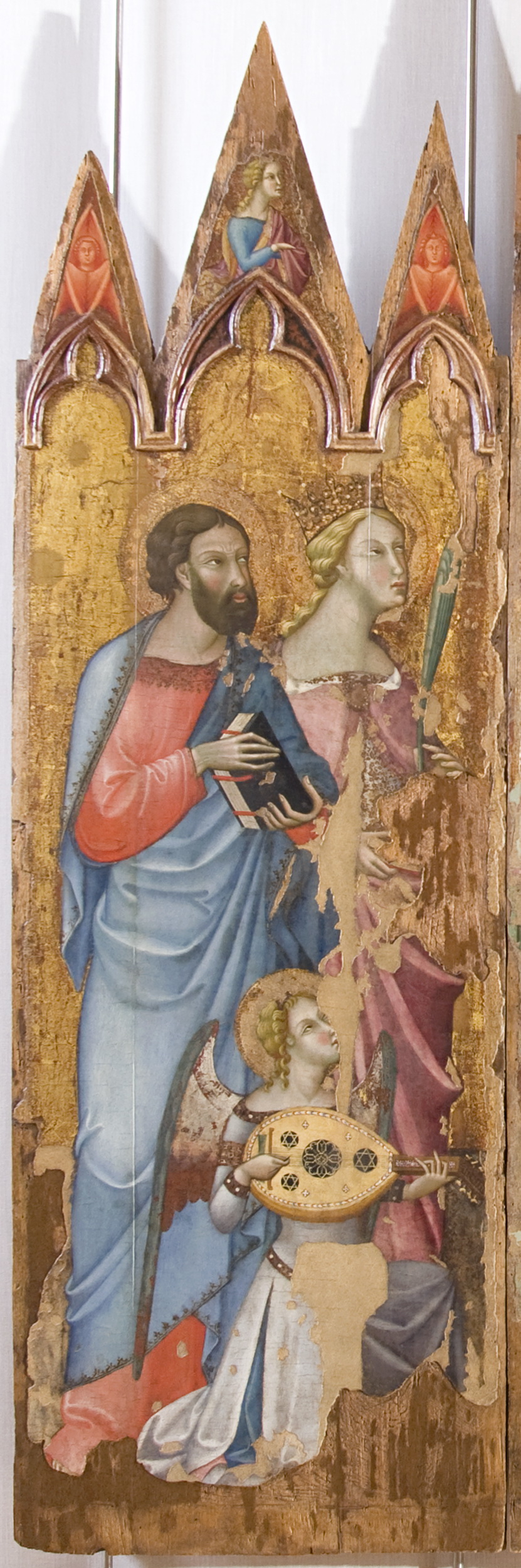 San Simone, Santa Caterina d'Alessandria, angelo musicante; San Gabriele Arcangelo; serafini (scomparto di polittico, elemento d'insieme) di Bartolo di Fredi (seconda metà sec. XIV)