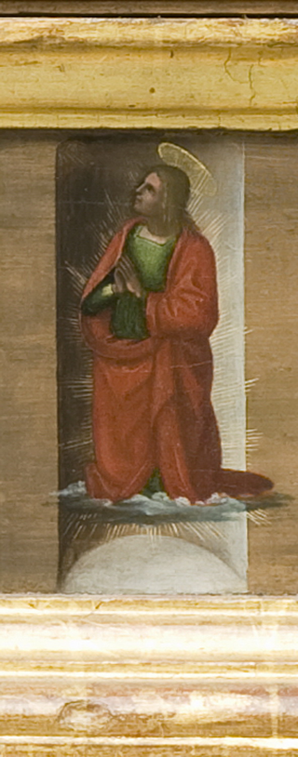 S. Giovanni Evangelista in preghiera (scomparto di predella, elemento d'insieme) di Berto di Giovanni (attribuito) (primo quarto sec. XVI)