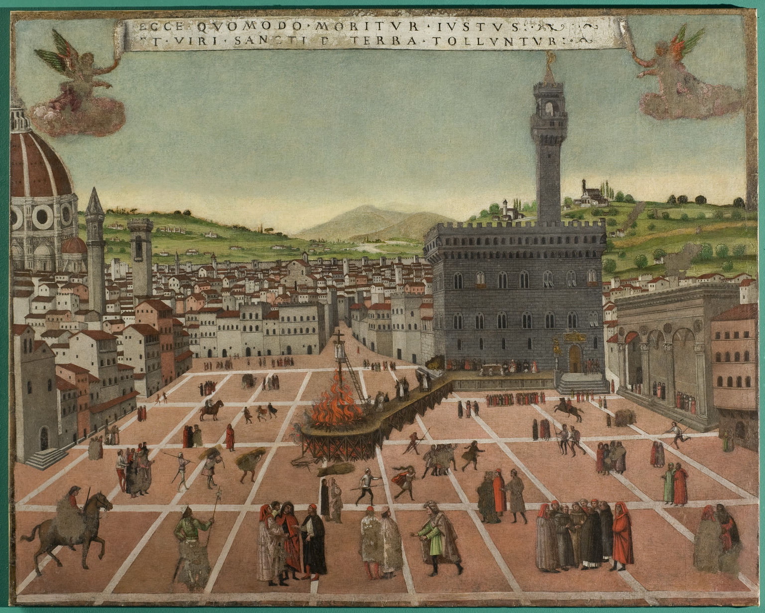 supplizio di frà Giovanni Savonarola (dipinto, opera isolata) - ambito fiorentino (fine sec. XV)