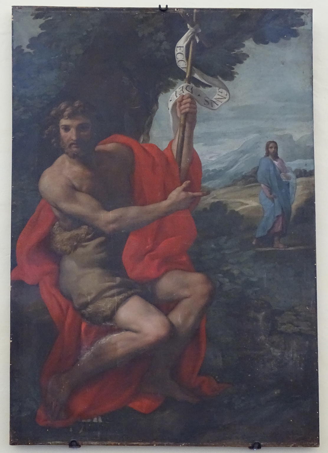 S. Giovanni Battista indica Cristo come l'Agnello di Dio (dipinto, opera isolata) di Lamparelli, Carlo (attribuito) (secc. XVII-XVIII)