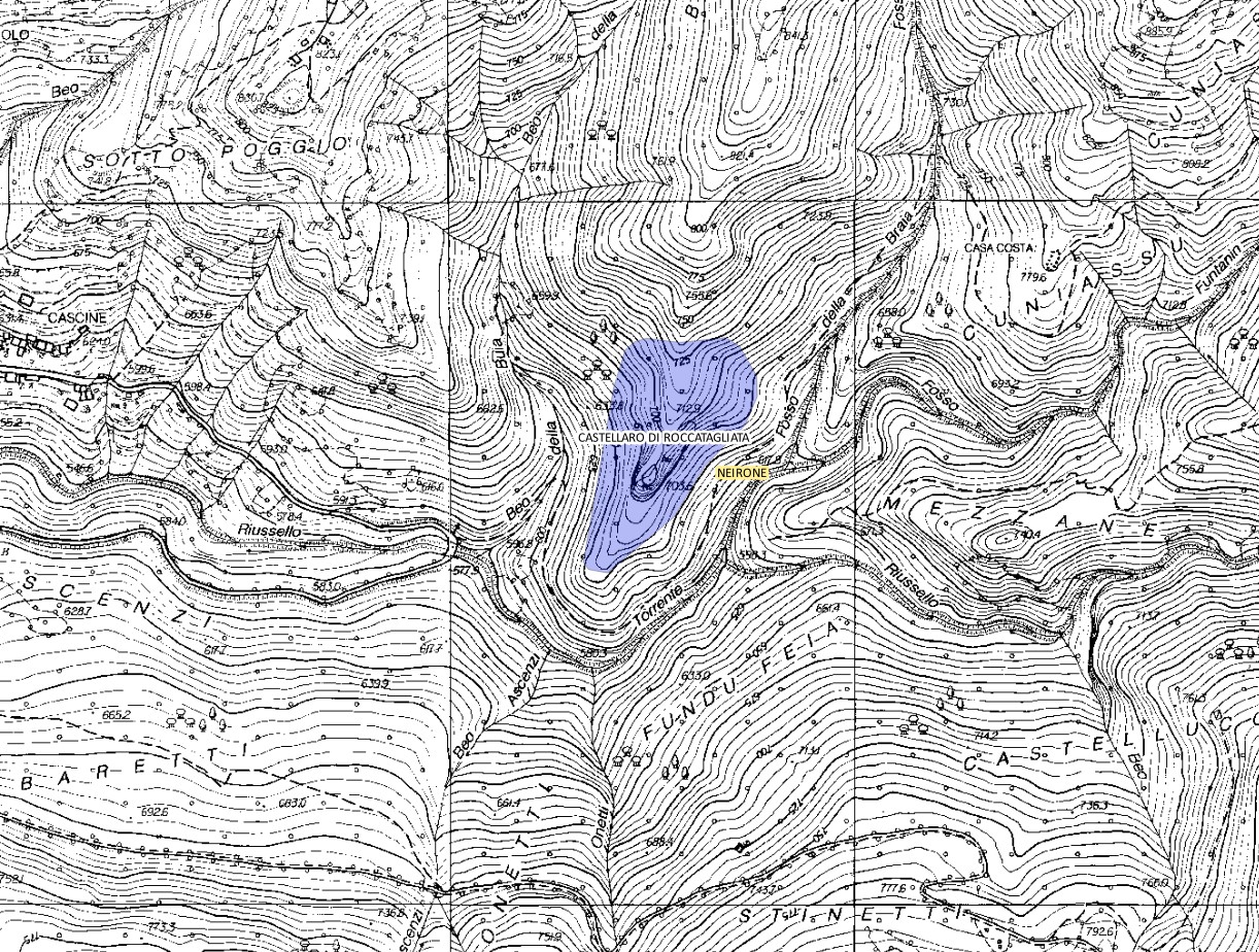Castellaro di Roccatagliata (insediamento, castelliere) - Neirone (GE)  (PERIODIZZAZIONI/ PROTOSTORIA/ Età del Ferro) <br>Condizioni d'uso: <a class='link-esterno' href='https://docs.italia.it/italia/icdp/icdp-pnd-circolazione-riuso-docs/it/v1.0-giugno-2022/testo-etichetta-BCS.html' target='_bcs'>Beni Culturali Standard (BCS)</a>