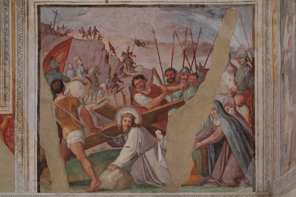 Cristo incontra la Veronica (dipinto, elemento d'insieme) di Beltrano Agostino (attribuito) (sec. XVII)