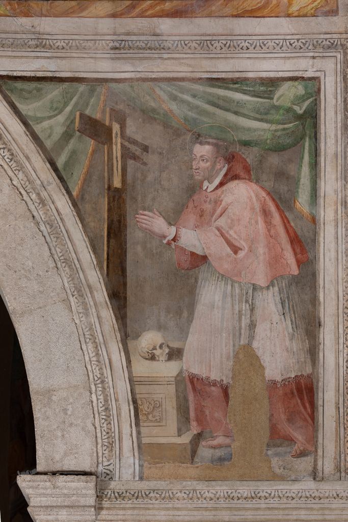 San Carlo Borromeo (dipinto, elemento d'insieme) di Beltrano Agostino (attribuito) (sec. XVII)