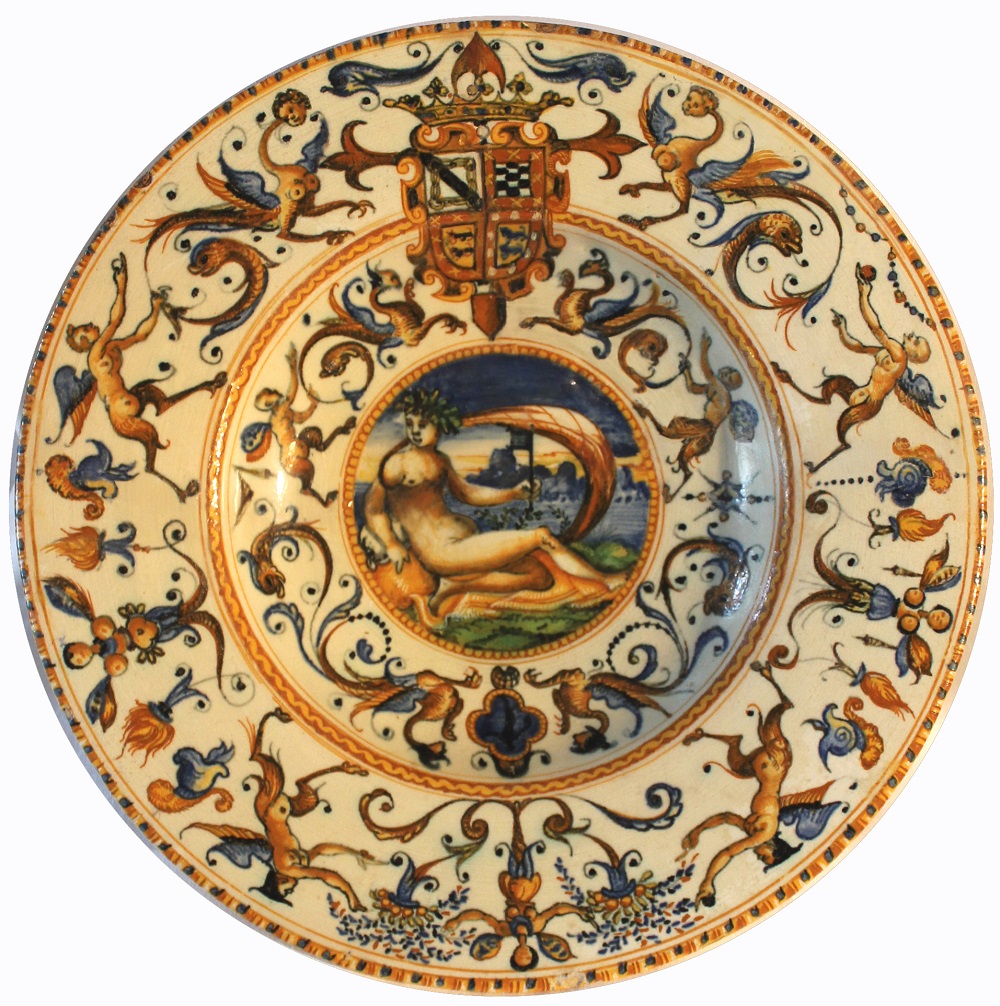 allegoria della Fortuna (piatto) di Patanazzi Francesco (XVI)