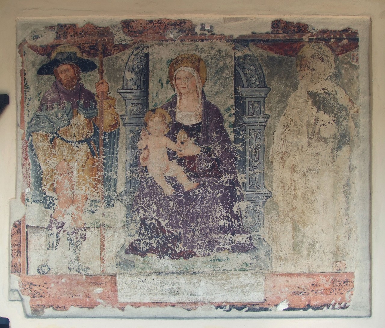 Madonna della pera, Madonna con Bambino fra San Rocco e santo (dipinto) di Del Zotto Gianfrancesco (fine XV)