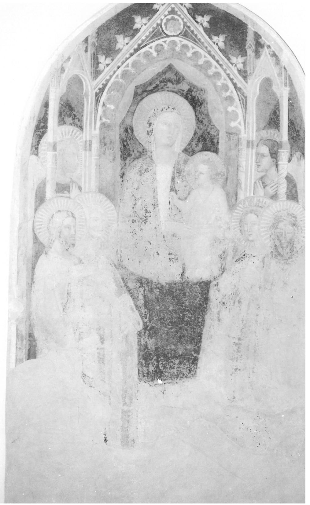 Madonna con Bambino in trono tra angeli e Santi (dipinto, opera isolata) di Maestro del Bargello (attribuito) (sec. XIV)