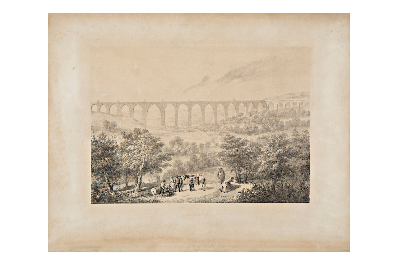 Acquedotto di Lisbona, Veduta dell'acquedotto di Lisbona (stampa) di Anunciação, Tomás José da (prima metà XIX)