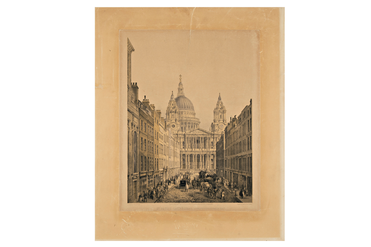 St. Paul's Cathedral, vista da Ludgate Hill, Veduta della Cattedrale di San Paolo, vista da Ludgate Hill (stampa) di Walker, Edmund (terzo quarto XIX)