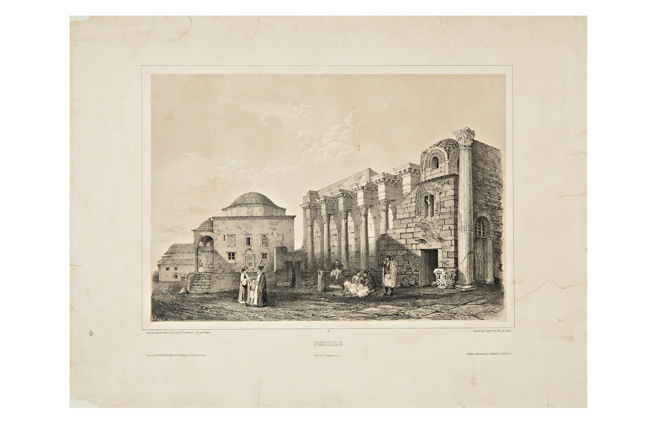 Pecile, Pecile, uno dei portici dell'agorà di Atene (stampa) di Du Moncel, Théodose (XIX)