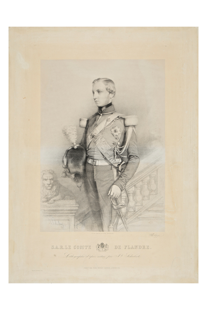 Sua altezza reale il Conte di Fiandra, Ritratto di Filippo del Belgio conte di Fiandra (stampa) di Schubert, Josef (XIX)