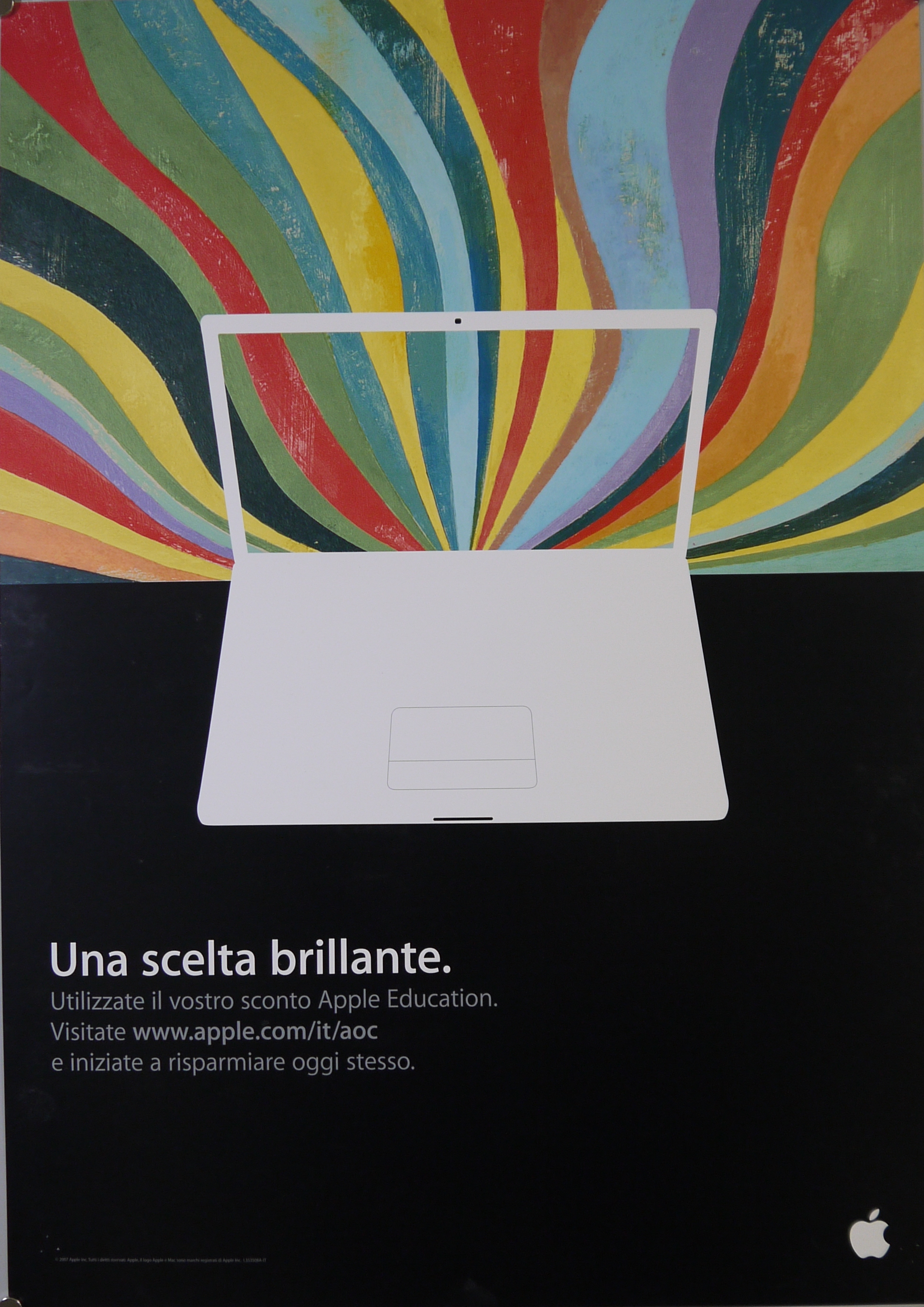 shilouette di computer portatile su fondo policromo (manifesto) - ambito statunitense (inizio XXI)