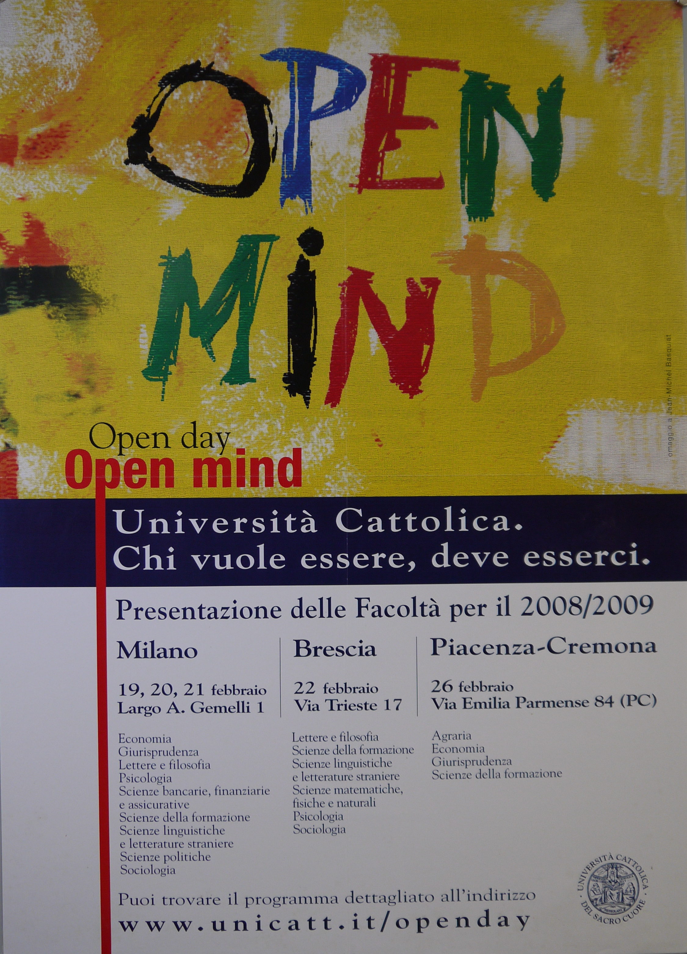 Dettaglio ravvicinato di opera informale intitolata Omaggio a Jean-Michel Basquiat (manifesto) - ambito milanese (inizio XXI)