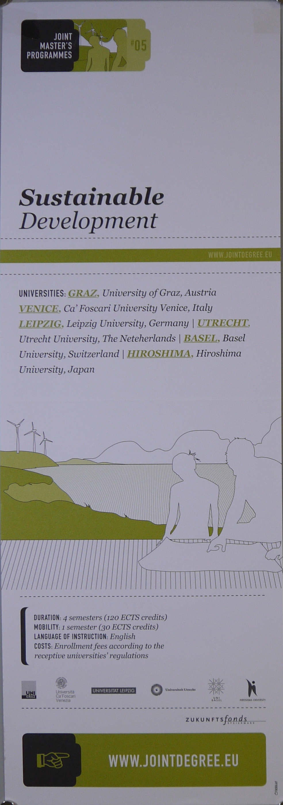 Uomo indica a ragazzo un punto su un mappa, paesaggio costiero con pale eoliche (locandina) di Taska Grafik, Graz - ambito austriaco (inizio XXI)