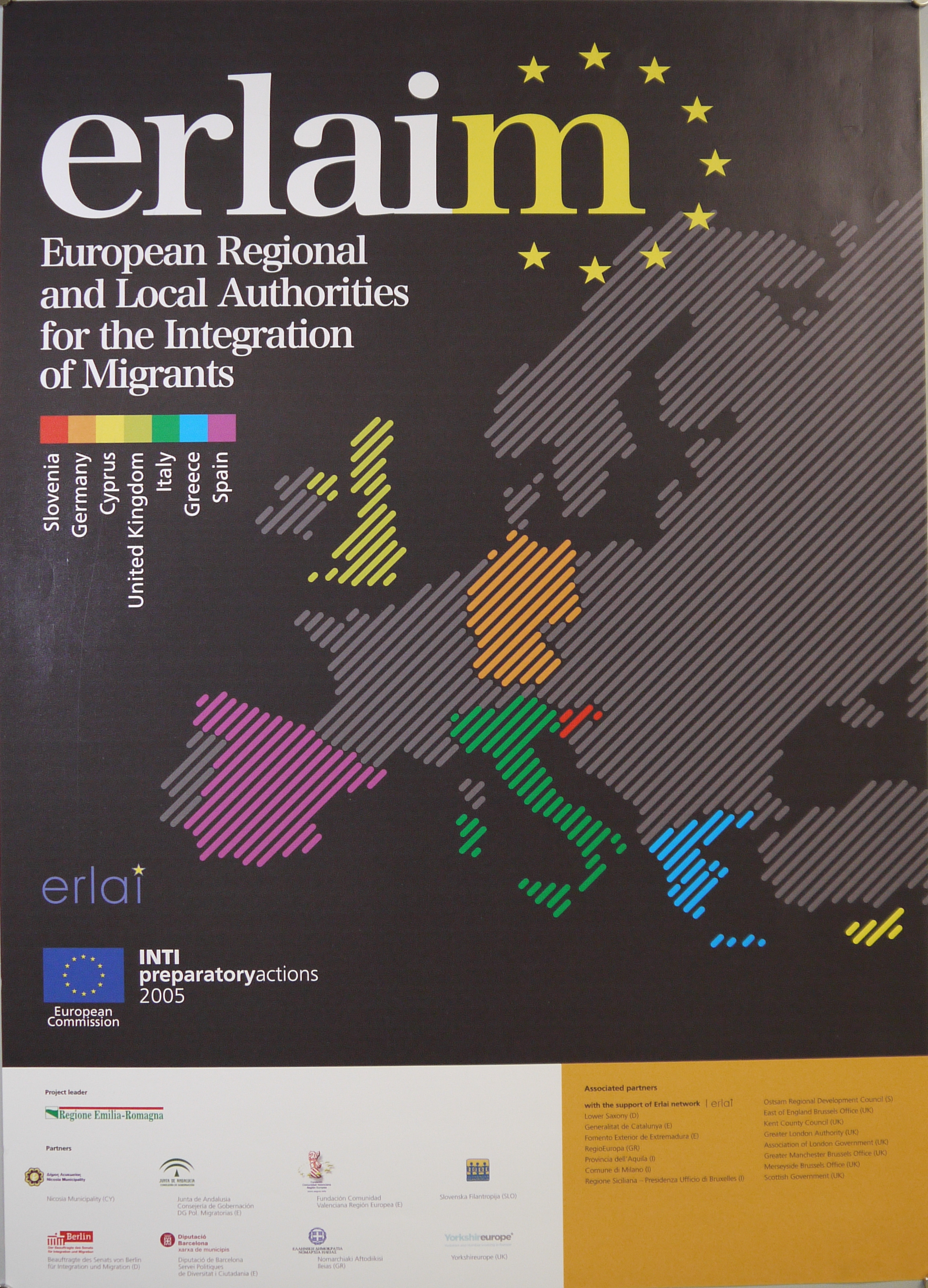 Carta politica dell'Europa con i paesi dell'ERLAIM in evidenza (manifesto) - ambito europeo (inizio XXI)
