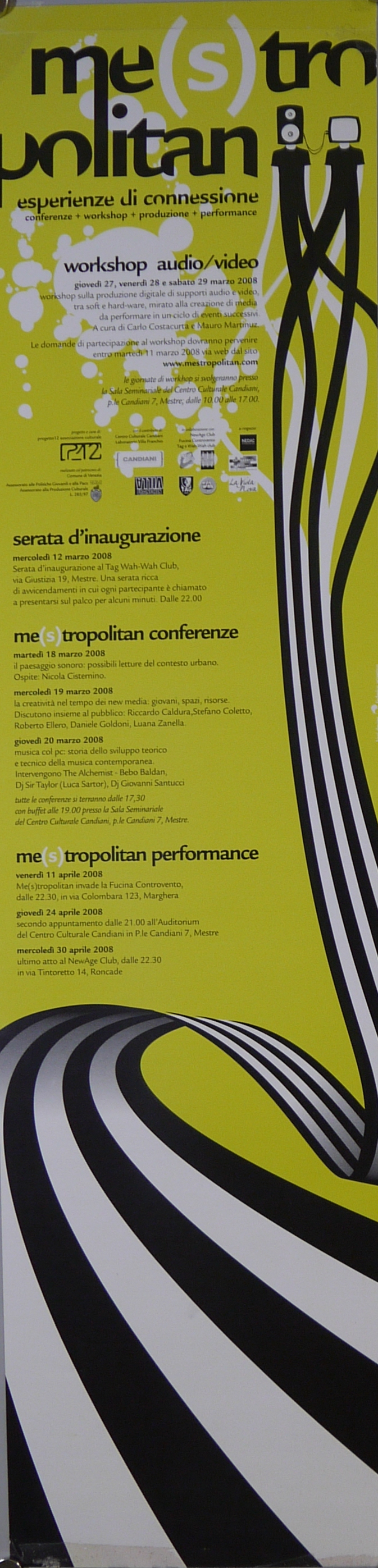 Due figure umane i cui arti si prolungano in un nastro bianco e nero (locandina) - ambito veneto (inizio XXI)