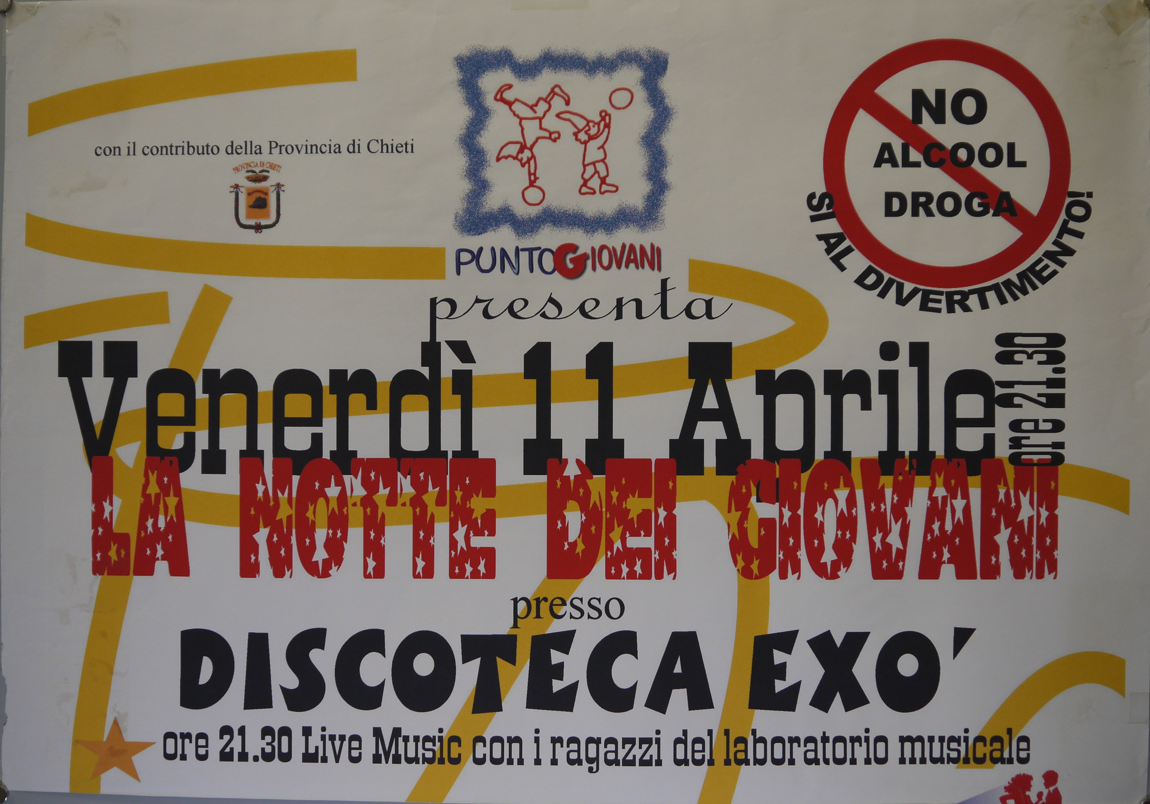 Mmotivo astratto a nastri giallo zafferano (manifesto) - ambito abruzzese (inizio XXI)