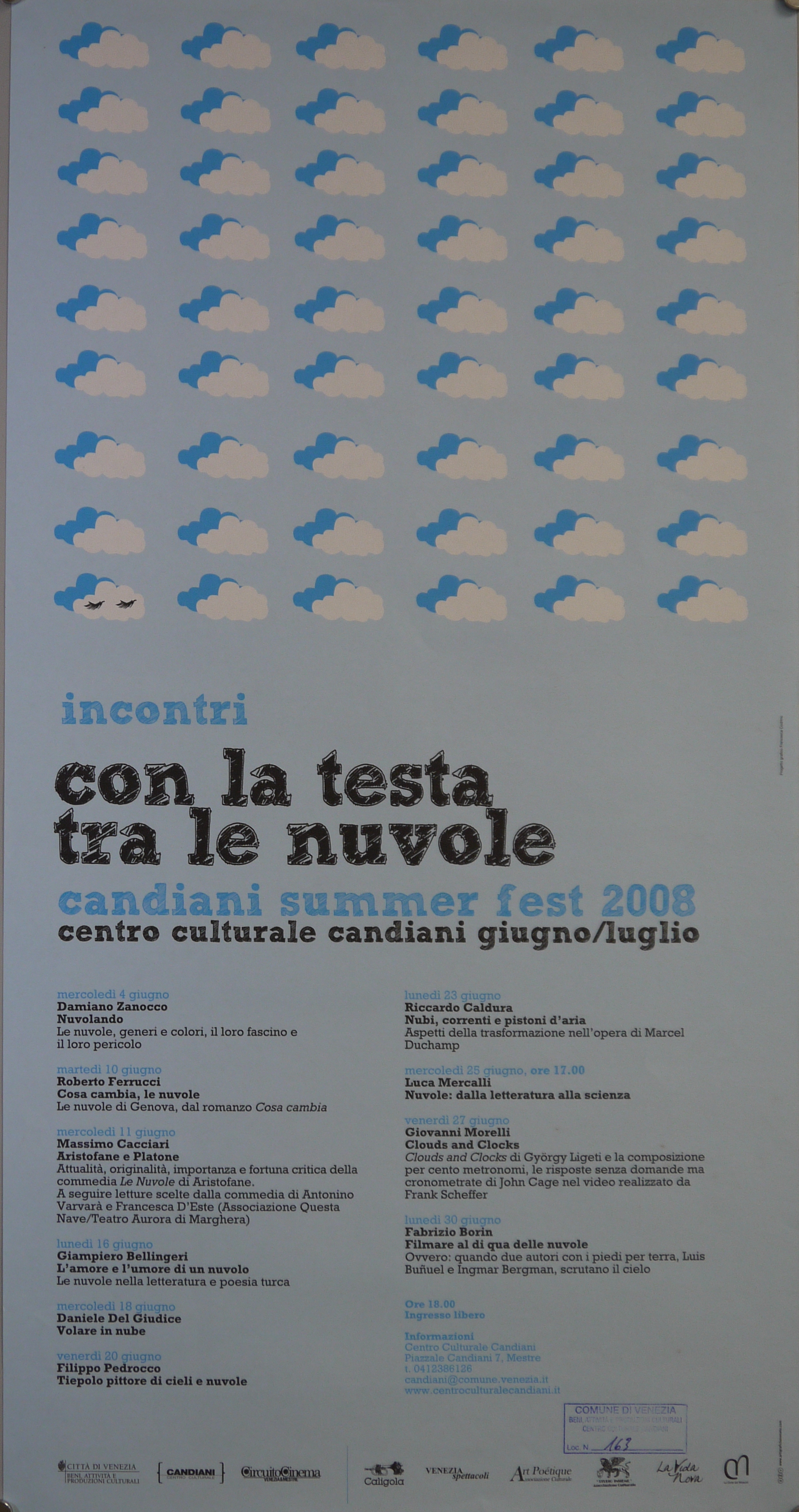 54 nuvole di cui una con palpebre abbassate (locandina) - ambito veneto (inizio XXI)