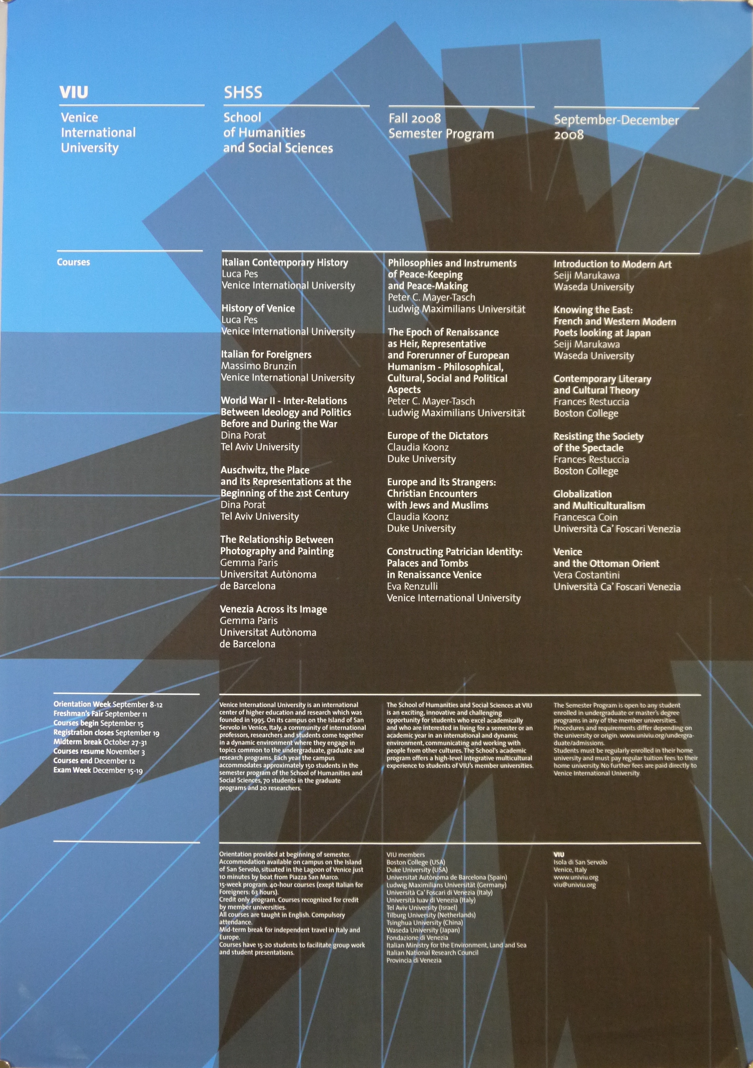 Motivo geometrico a stella generato dalla sovrapposizione di fasce seppia a strisce trasparenti su fondo azzurro (manifesto) - ambito veneto (inizio XXI)