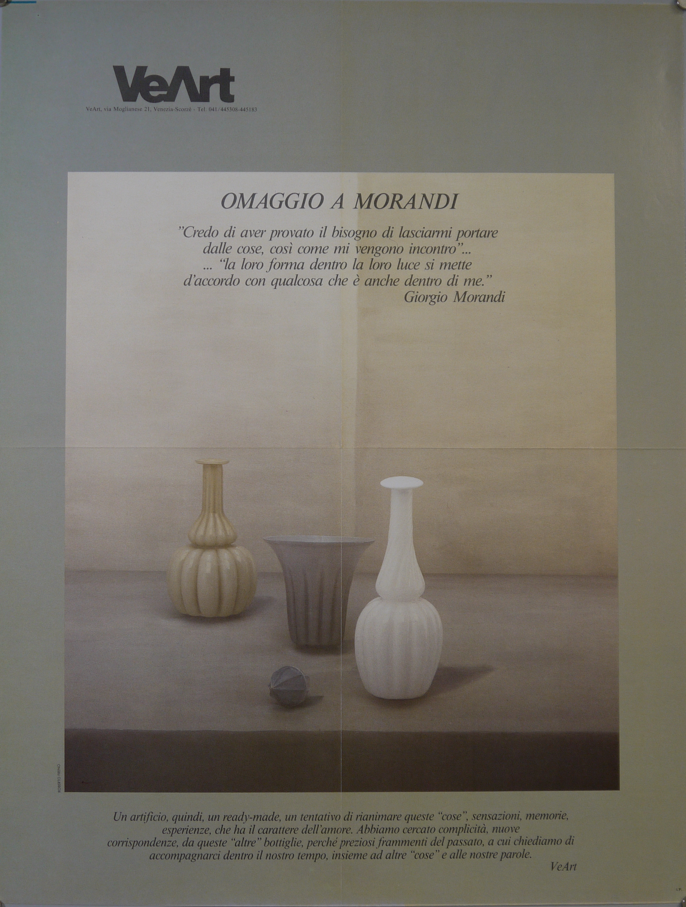 Vetri di Roberto Freno ispirati a Giorgio Morandi (manifesto) - ambito veneto (fine XX)