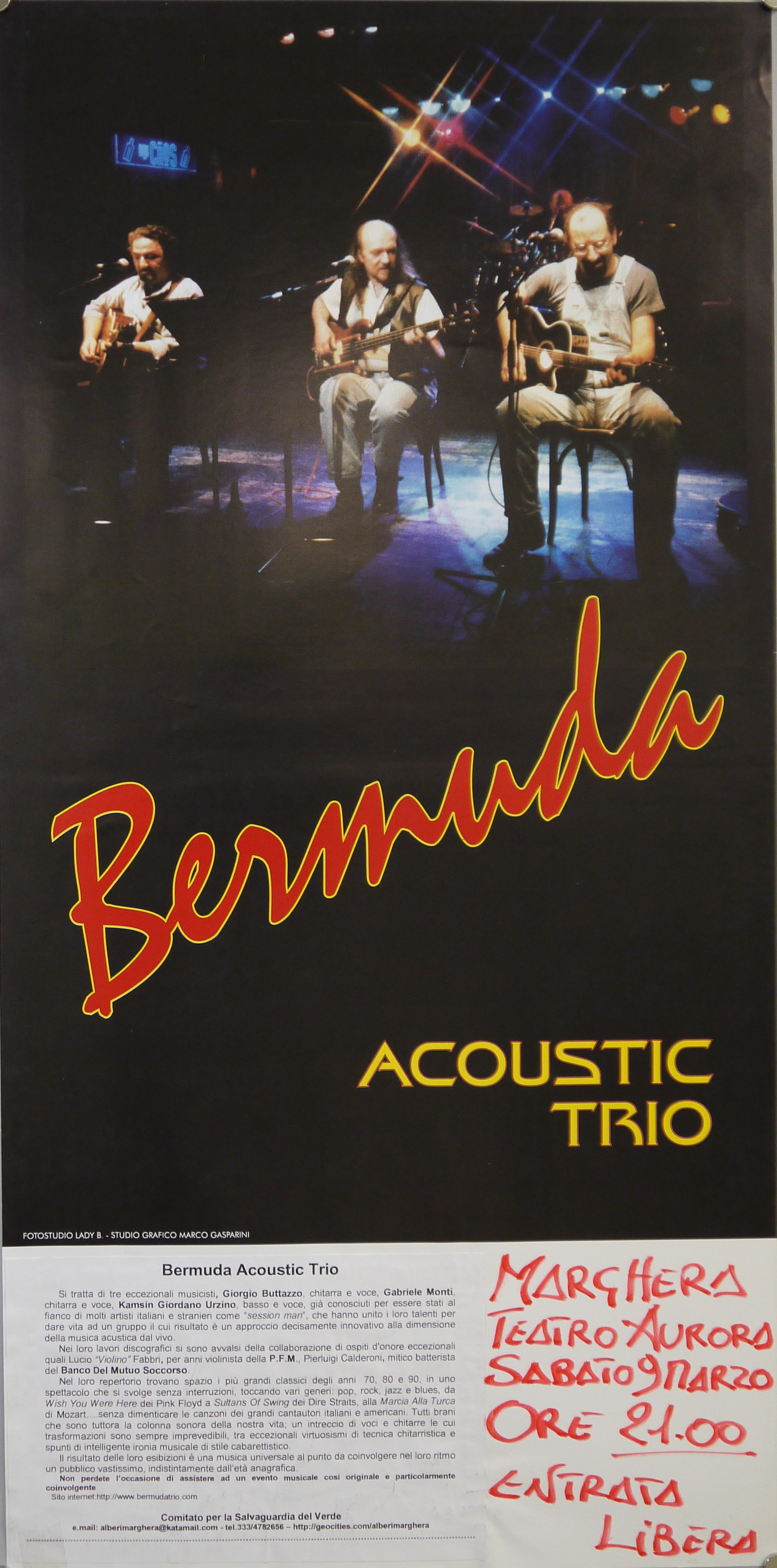 Ritratto fotografico del gruppo Bermuda Acoustic Trio (locandina) - ambito italiano (inizio XXI)