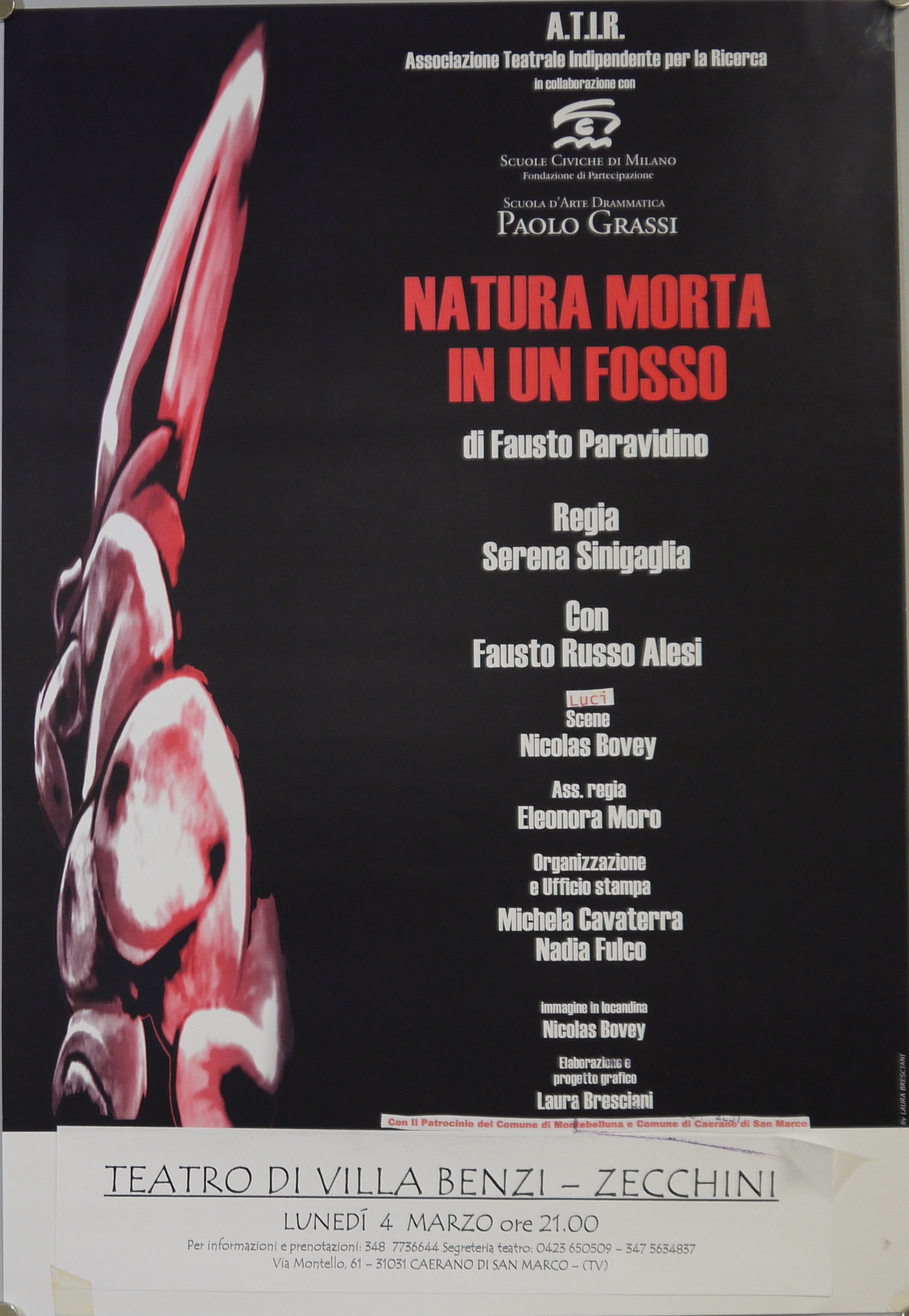 Figura informale rosa su fondo nero (manifesto) - ambito milanese (inizio XXI)