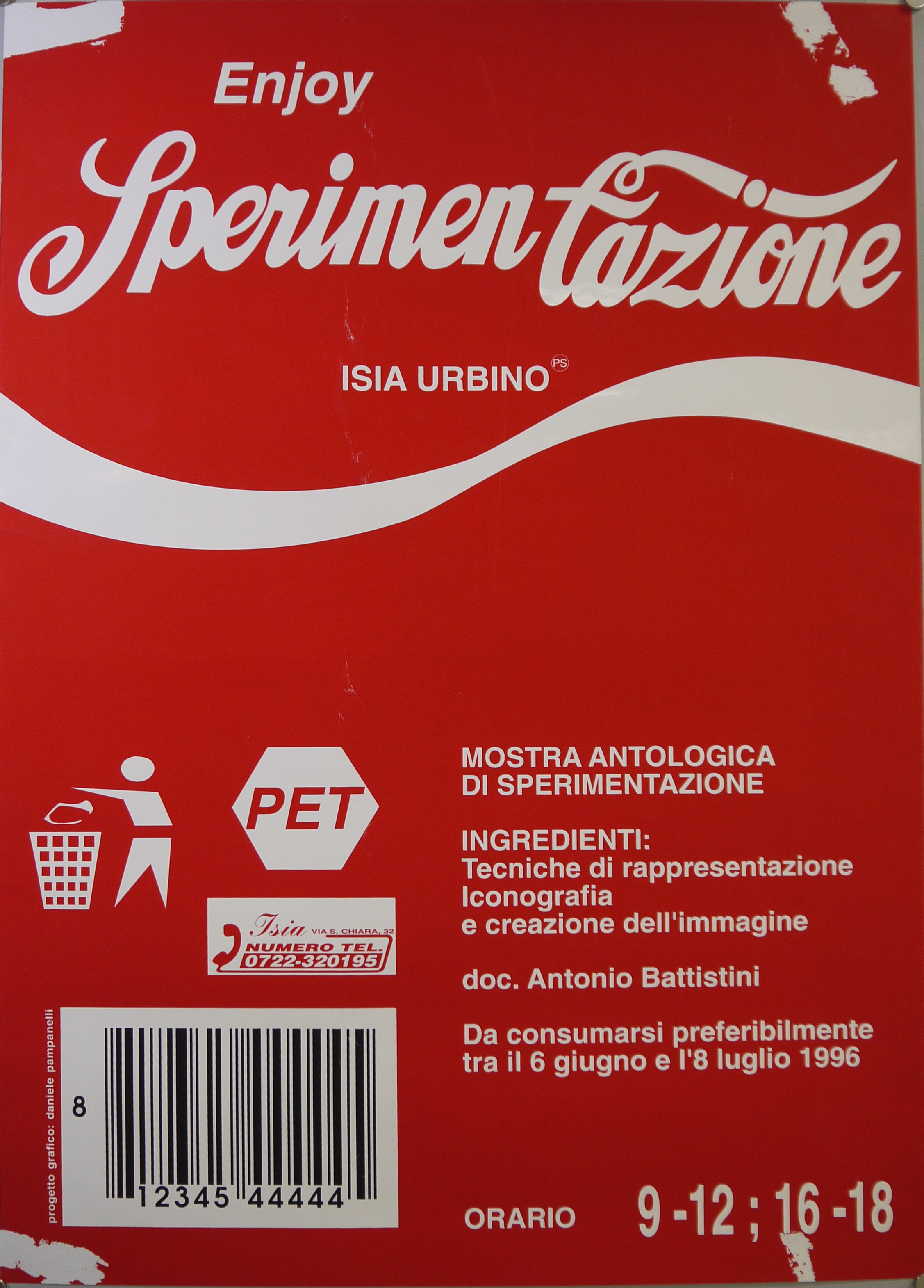 Fondo rosso, caratteri e grafica a imitazione dell'etichetta Coca Cola (manifesto) - ambito marchigiano (fine XX)