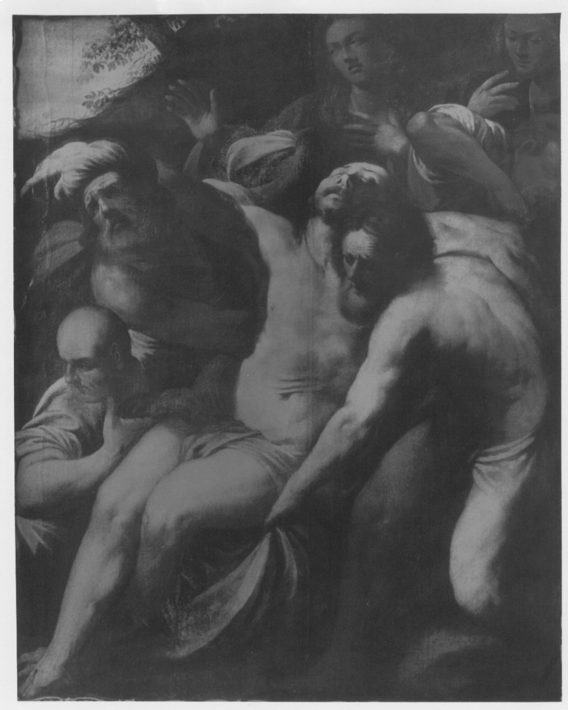 deposizione di Cristo nel sepolcro, deposizione di Cristo dalla croce (dipinto) di De Sacchis Giovanni Antonio detto Pordenone (maniera) (metà sec. XVI)