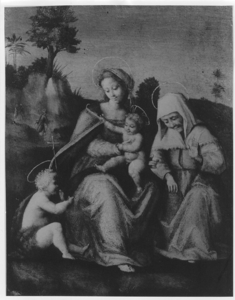 Madonna con Gesù Bambino, sant'Anna e san Giovannino (dipinto) di Ubertini Francesco detto Bachiacca (prima metà sec. XVI)