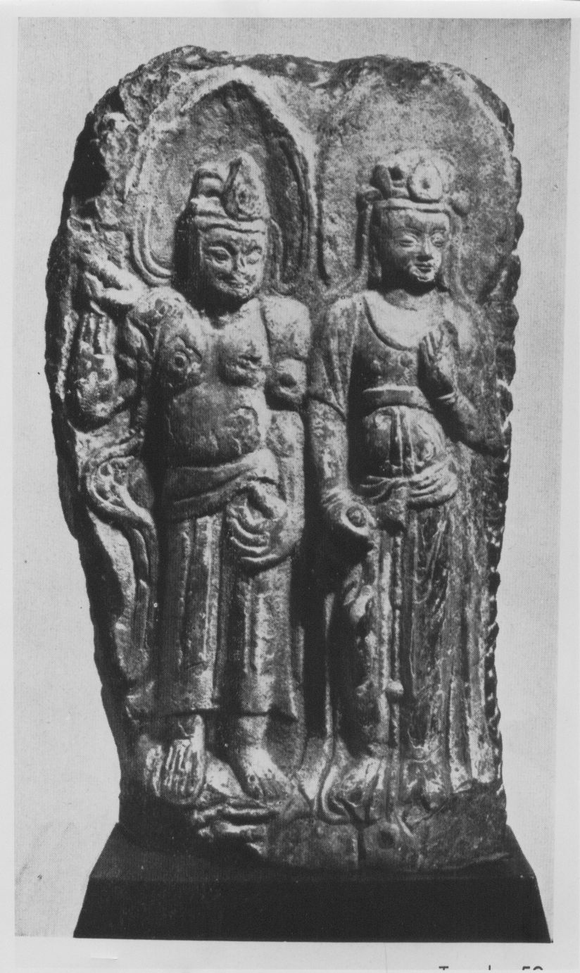 coppia di figure buddhiste (rilievo) - ambito cinese (VI d.C)