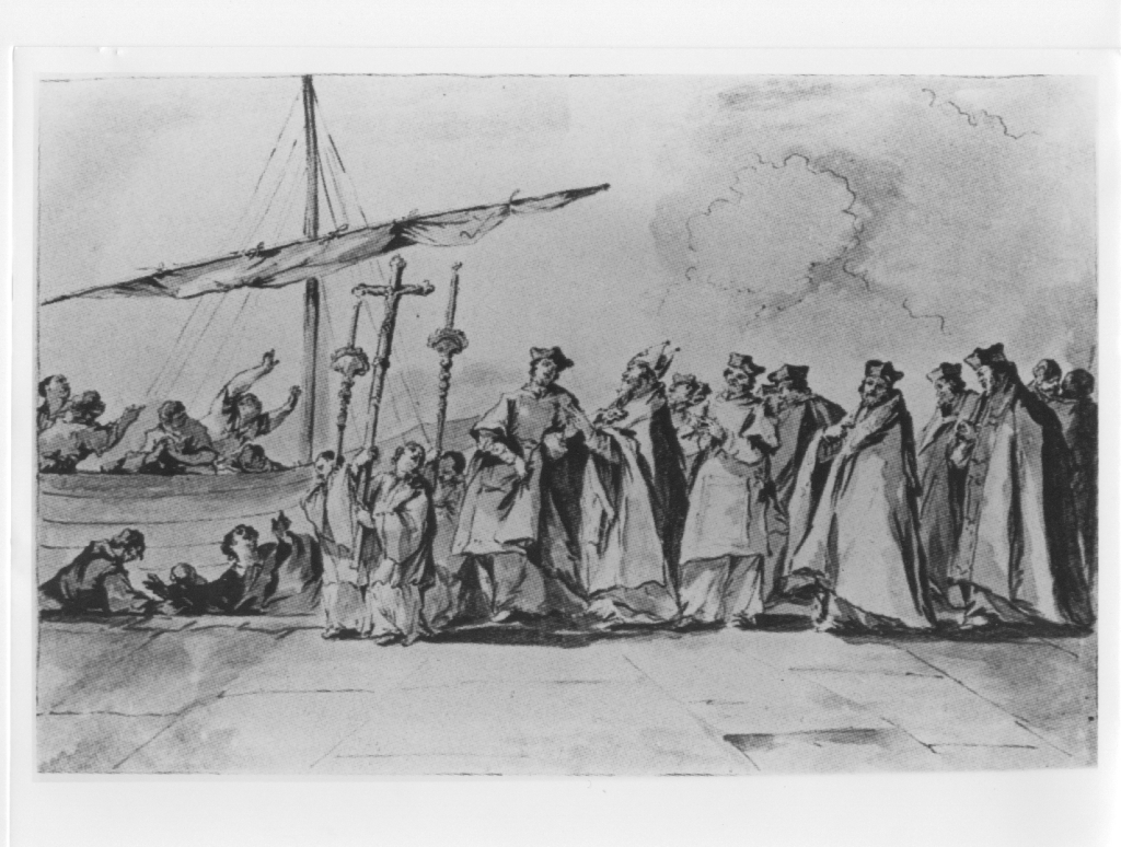 Arrivo del corpo di San Marco a Venezia (828), Fasti veneziani (disegno) di Giovanni Antonio Guardi (XVIII)