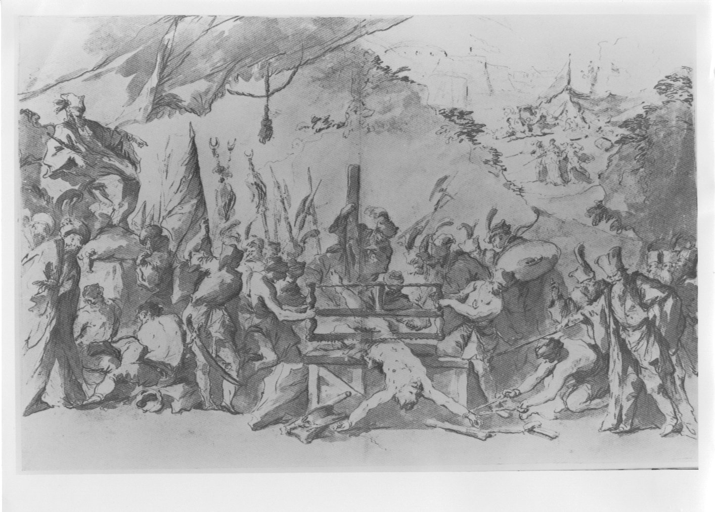 Paolo Erizzo segato vivo dai turchi a Negroponte, Fasti veneziani (disegno) di Giovanni Antonio Guardi (XVIII)